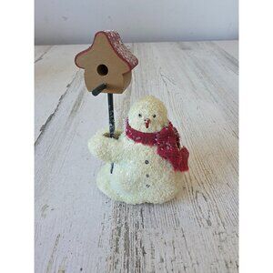 Ski 1997‎ snowman flocked birdhouse statue figurine Xmas decor